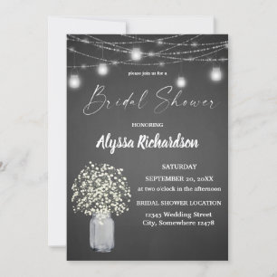 Invitación Babys Breath Chalk G & String Luces Brillantes Duc