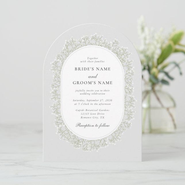 Invitación Baby's Breath Monogram Gypsophila Floral Wedding (Anverso de pie)