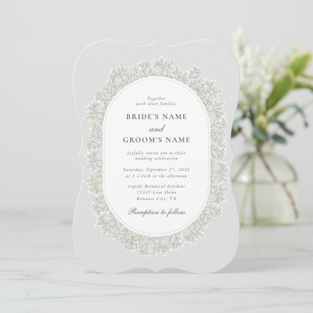 Invitación Baby's Breath Monogram Gypsophila Floral Wedding (Anverso de pie)
