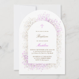 Invitación Baby's Breath white lilac baby girl Baptism