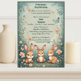 Invitación Babys First Easter Pastel Green Spring Bunny Party
