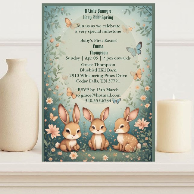 Invitación Babys First Easter Pastel Green Spring Bunny Party (Babys First Easter Pastel Green Spring Bunny Party Invitation)