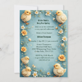 Invitación Babys First Easter Pastel Green Spring Chick Party