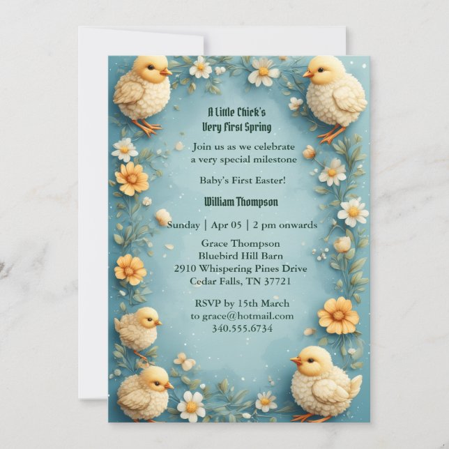 Invitación Babys First Easter Pastel Green Spring Chick Party (Anverso)