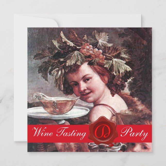 INVITACIÓN BACCHUS, FIESTA DE CATA DE VINO SELLO DE CERÁ DE R (Anverso)