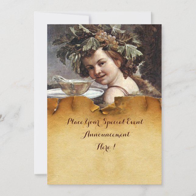 INVITACIÓN BACCHUS, FIESTA DE CATA DE VINO SELLO DE CERA ROJA (Reverso)