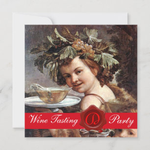 INVITACIÓN BACCHUS, FIESTA DE CATA DE VINO SELLO DE CERA ROJA