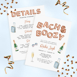 Invitación Bach & Boozy Fin de semana de soltera en oro rosa