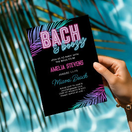 Invitación Bach & Boozy Neon Blue & Pink Tropical Weekend