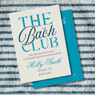 Invitación Bach Club Moderna Fiesta de Bachelorette Azul