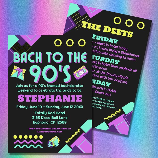 Invitación Bach para el fin de semana de la bachillerato de l (A fun 90s theme for your bachelorette party!)