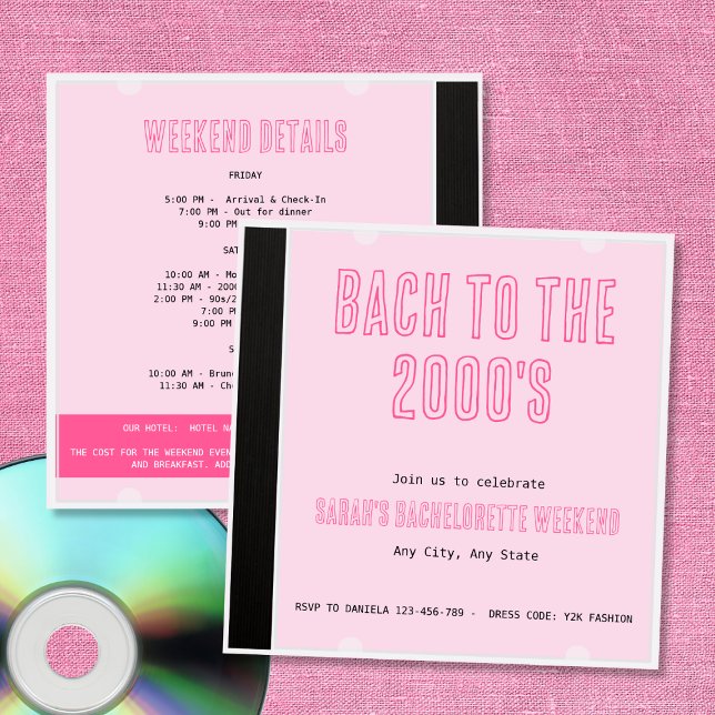 Invitación Bach to the 2000 CD Cover Bachelorette Y2K (Bach To The 2000's CD Cover Bachelorette Y2K Invitation)