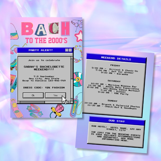 Invitación Bach to the 2000's Bachelorette Weekend (Bach To The 2000's Y2K Bachelorette Weekend Invitation)