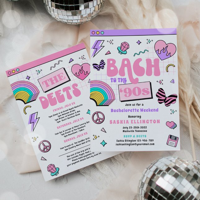 Invitación Bach To The 90s Y2K Bachelorette Weekend Itinerary (Subido por el creador)