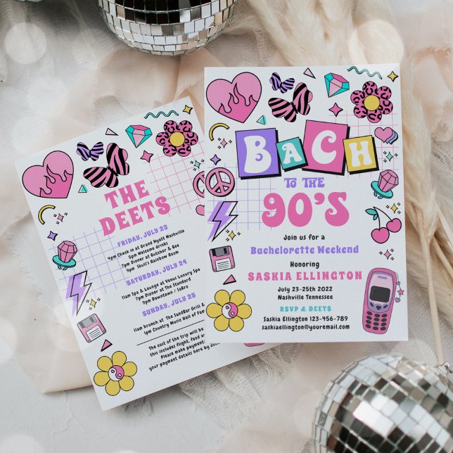 Invitación Bach To The 90s Y2K Bachelorette Weekend Itinerary (Subido por el creador)