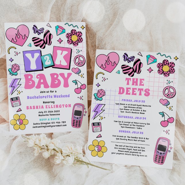 Invitación Bach To The 90s Y2K Bachelorette Weekend Itinerary (Subido por el creador)