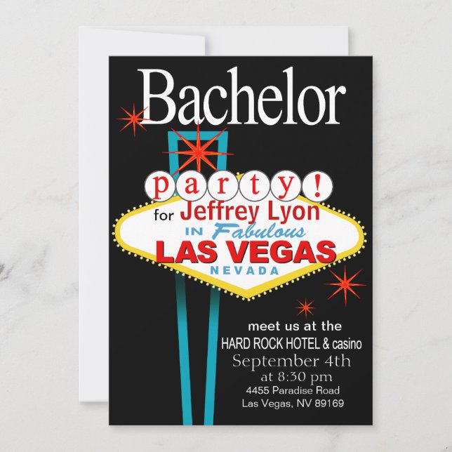 Invitación Bacheler Party en Las Vegas (Anverso)