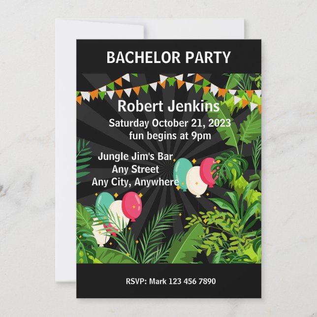 Invitación ¡Bacheler Party/Stag Do! Texto editable (Anverso)