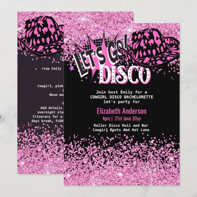 Invitación Bachelette Disco Bachelorette, la última riada de  (Anverso / Reverso)