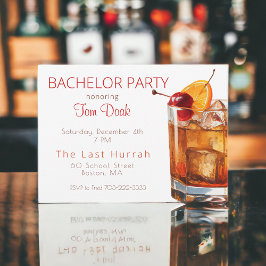 Invitación Bacheller Party Old Fashion Drink White
