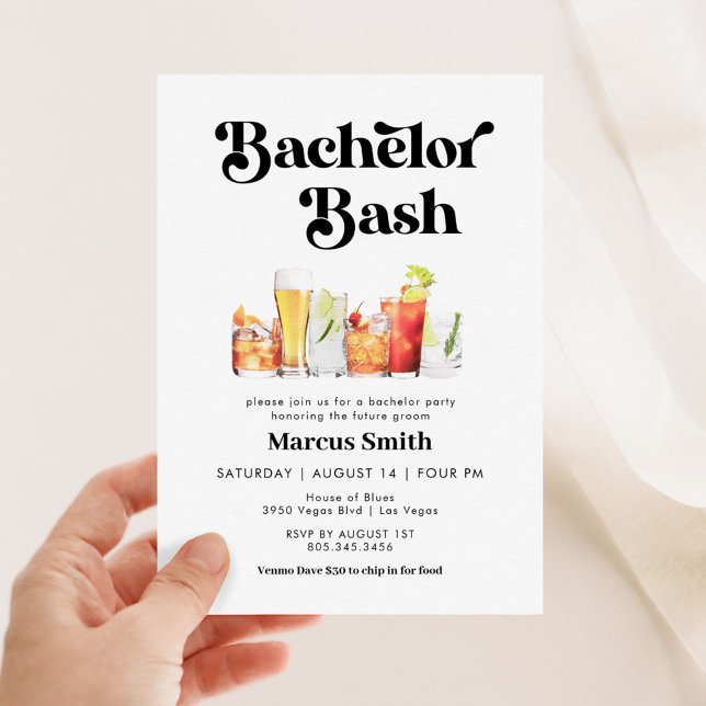 Invitación Bachelor Bash Retro Estilo Vintage (Subido por el creador)