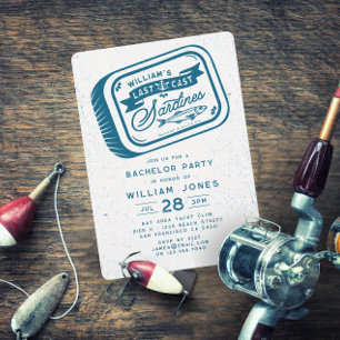 Invitación Bachelor de Pesca de Sardine Partido Vintage Nauti