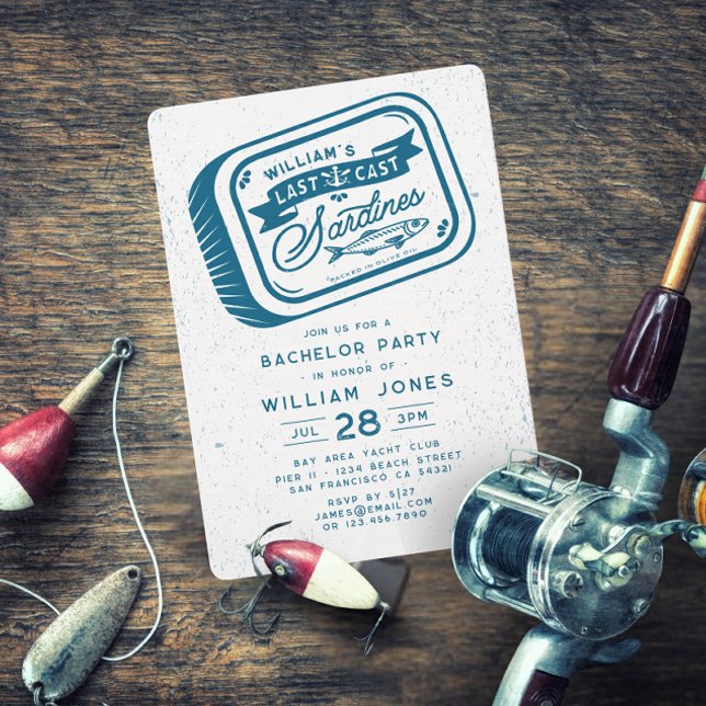 Invitación Bachelor de Pesca de Sardine Partido Vintage Nauti (Subido por el creador)