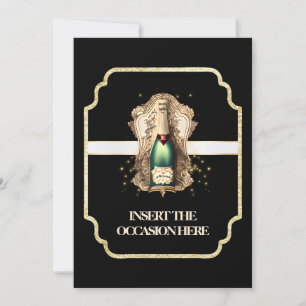 Invitación Bachelor jubilatoria cumpleaños vino espumoso blan