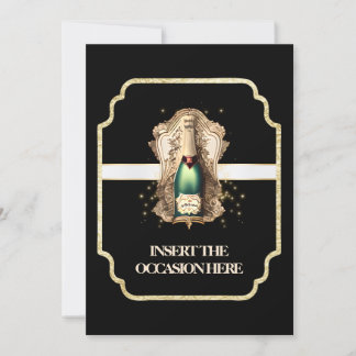 Invitación Bachelor jubilatoria cumpleaños vino espumoso blan