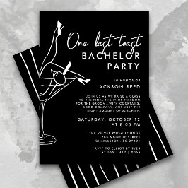 Invitación Bachelor Martini de la última tostada negra y blan