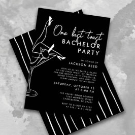 Invitación Bachelor Martini de la última tostada negra y blan