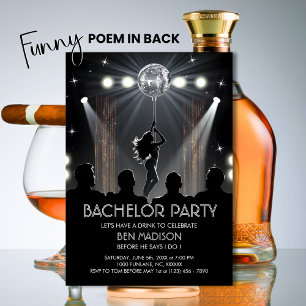 Invitación BACHELOR PARTY - Funny Stag Vegas Classy POEM