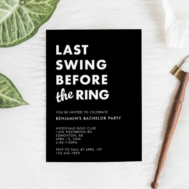 Invitación Bachelor Party Last Swing Before the Ring Minimal (Subido por el creador)