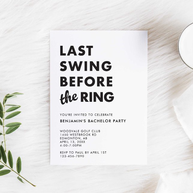 Invitación Bachelor Party Last Swing Before the Ring Minimal (Subido por el creador)