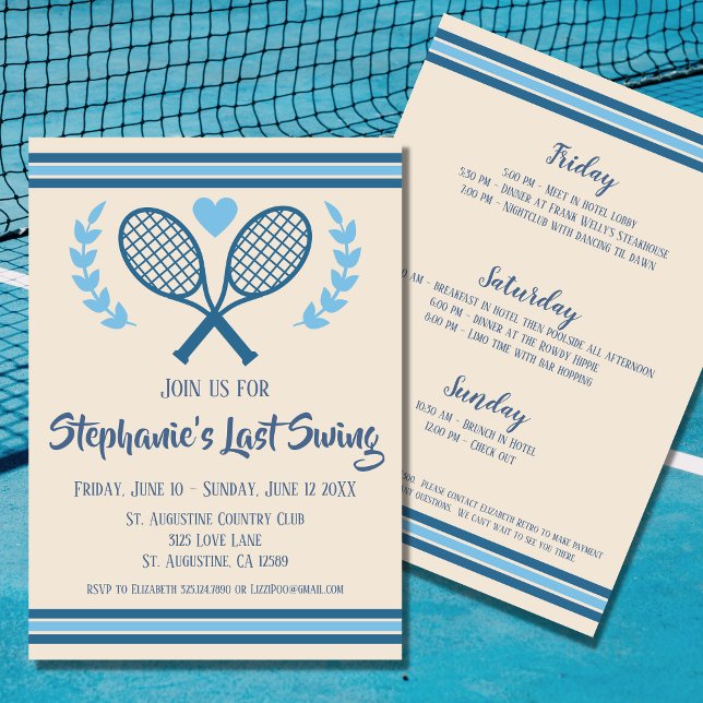 Invitación Bachelorette (Have a bach weekend filled with cocktails and country clubs with this "Last Swing" invitation)