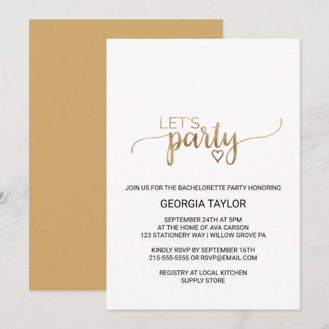 Invitación Bachelorette (Anverso / Reverso)