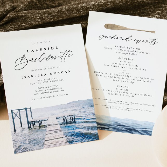 Invitación Bachelorette acuarela a orillas del lago (Subido por el creador)