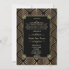 Invitación Bachelorette Art Deco Black Gatsby 1920