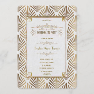 Invitación Bachelorette Art Deco Black Gatsby 1920