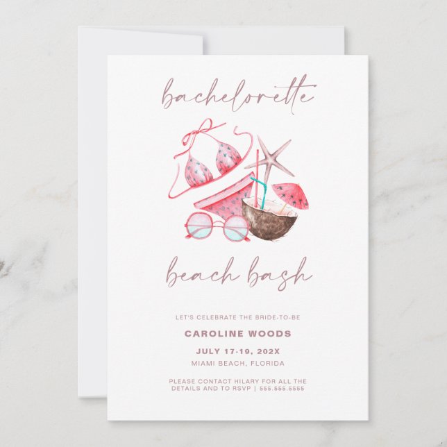 Invitación Bachelorette Beach Bash Bachelorette (Anverso)