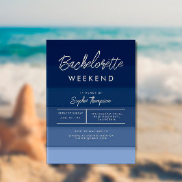 Invitación Bachelorette Beach Moderna Navy Beach Weekend Itin