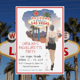 Invitación Bachelorette Black Hair Bride Las Vegas