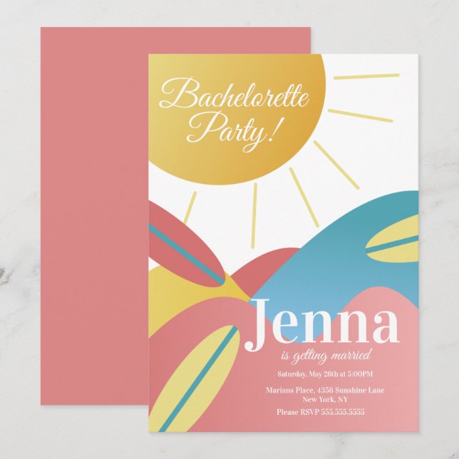 Invitación Bachelorette Bridal Shower Beach (Anverso / Reverso)