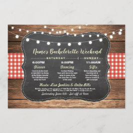 Invitación Bachelorette Bridal Shower Itinerario Rojo Chalak