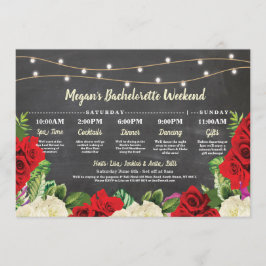 Invitación Bachelorette Bridal Shower Itinerario Roses Rojas