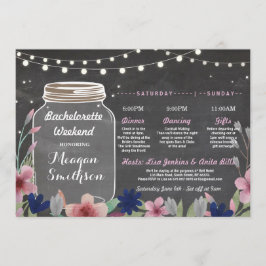 Invitación Bachelorette Bridal Shower Itinerary Jar Chalk