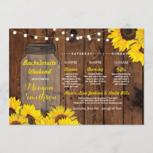 Invitación Bachelorette Bridal Shower Itinerary Jar Sunflower