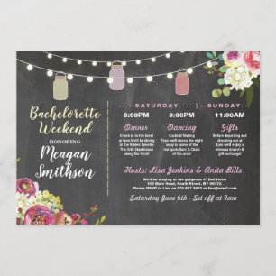 Invitación Bachelorette Bridal Shower Itinerary Jars Chalk