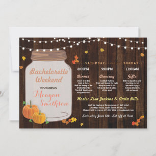 Invitación Bachelorette Bridal Shower Itinerary Pumpkin Jar