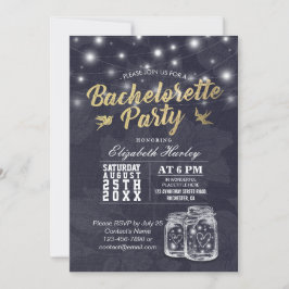 Invitación Bachelorette Bridal Shower Mason Jar String Luces